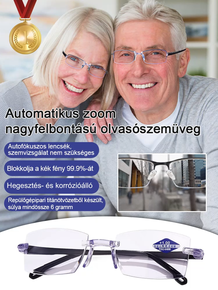 【100–700 mm automatikus zoom】Automatikus zoomos, nagy felbontású olvasószemüveg✨Hatékonyan lassítja a presbyopia előrehaladását