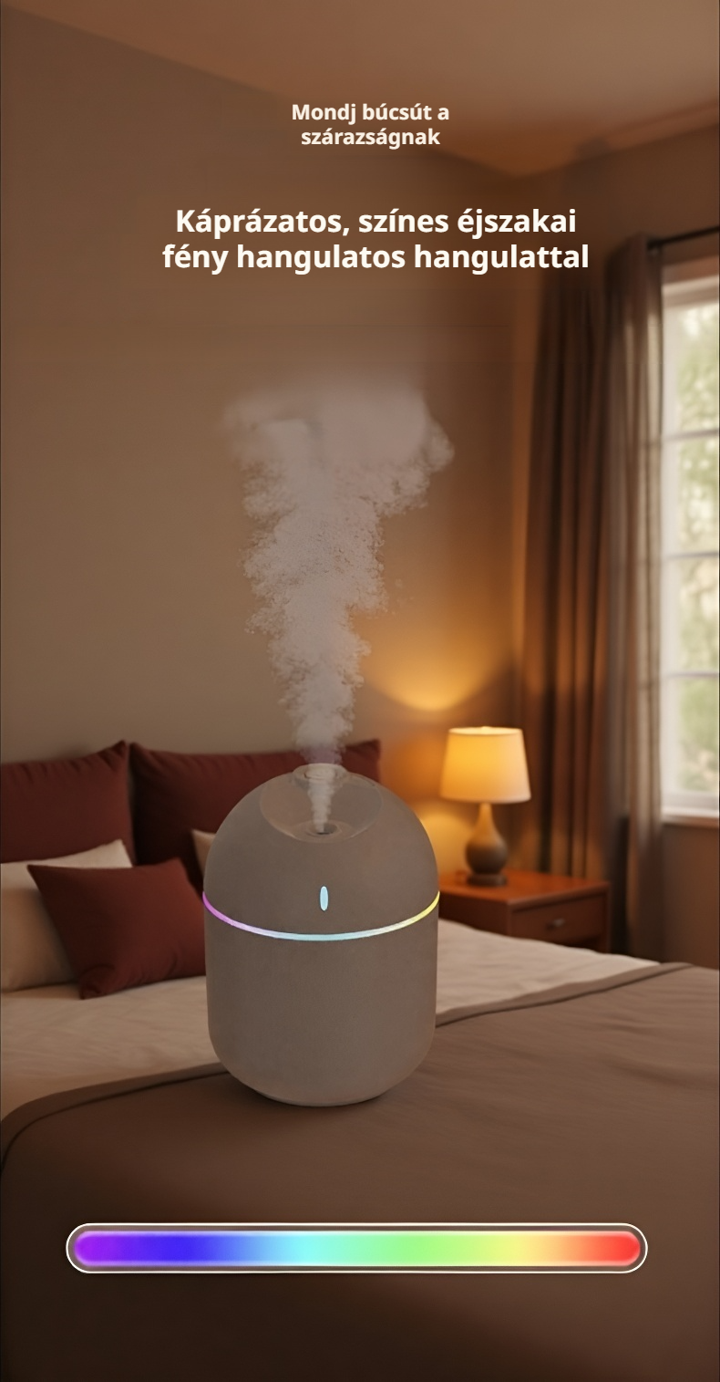 Párásító működés közben, gőz kibocsátással