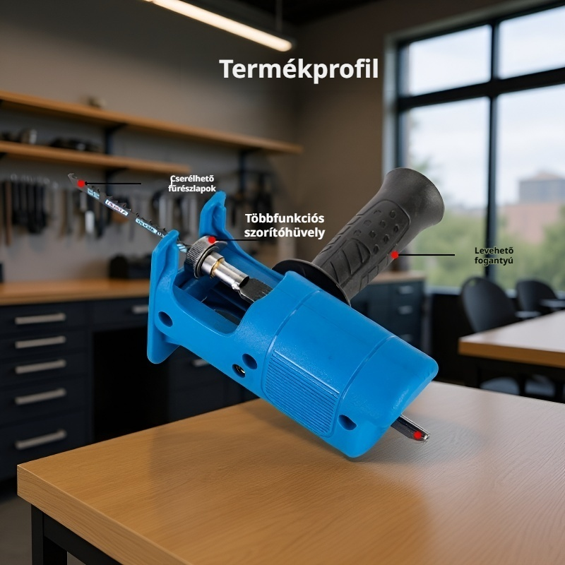 Elektromos szablyafűrész, sokoldalú faipari szerszám, fúrógép kiegészítő