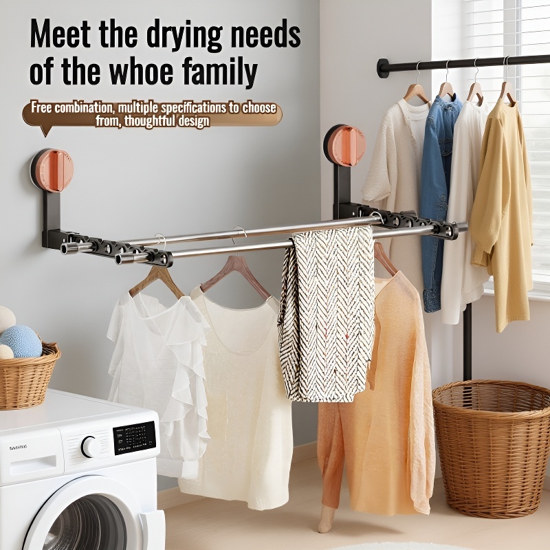 Folding Suction Cup Drying Rack for Home, Hole-Free Installation