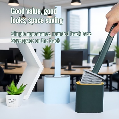 Wall-Mounted Long Handle Toilet Brush Set with Base