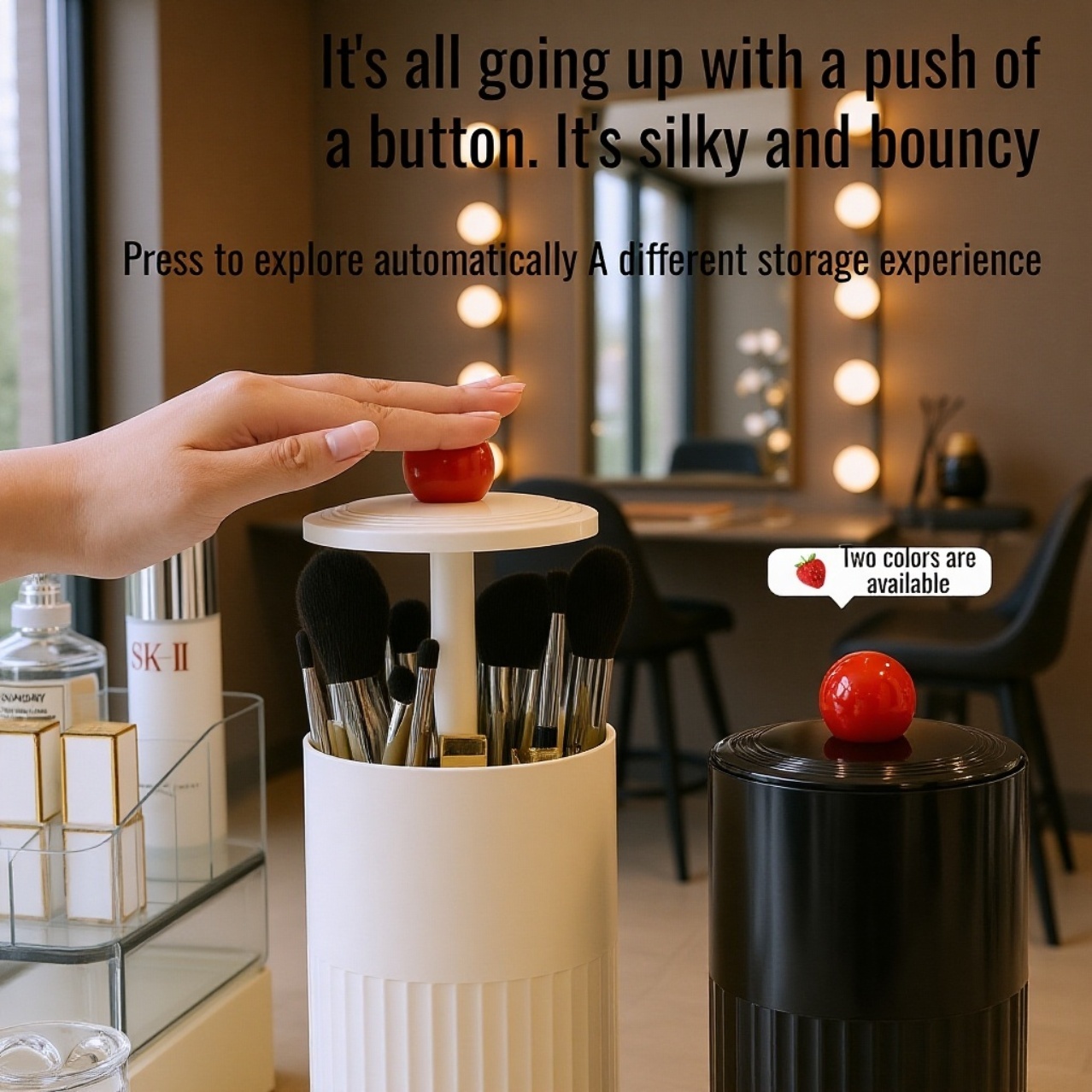 Dustproof Large Capacity Multifunctional Makeup Brush Organizer with Lift