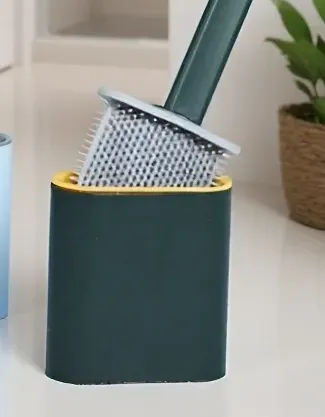Toilet brush set with sturdy base for hygienic storage
