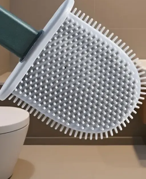 Toilet brush and base set for organized bathroom storage