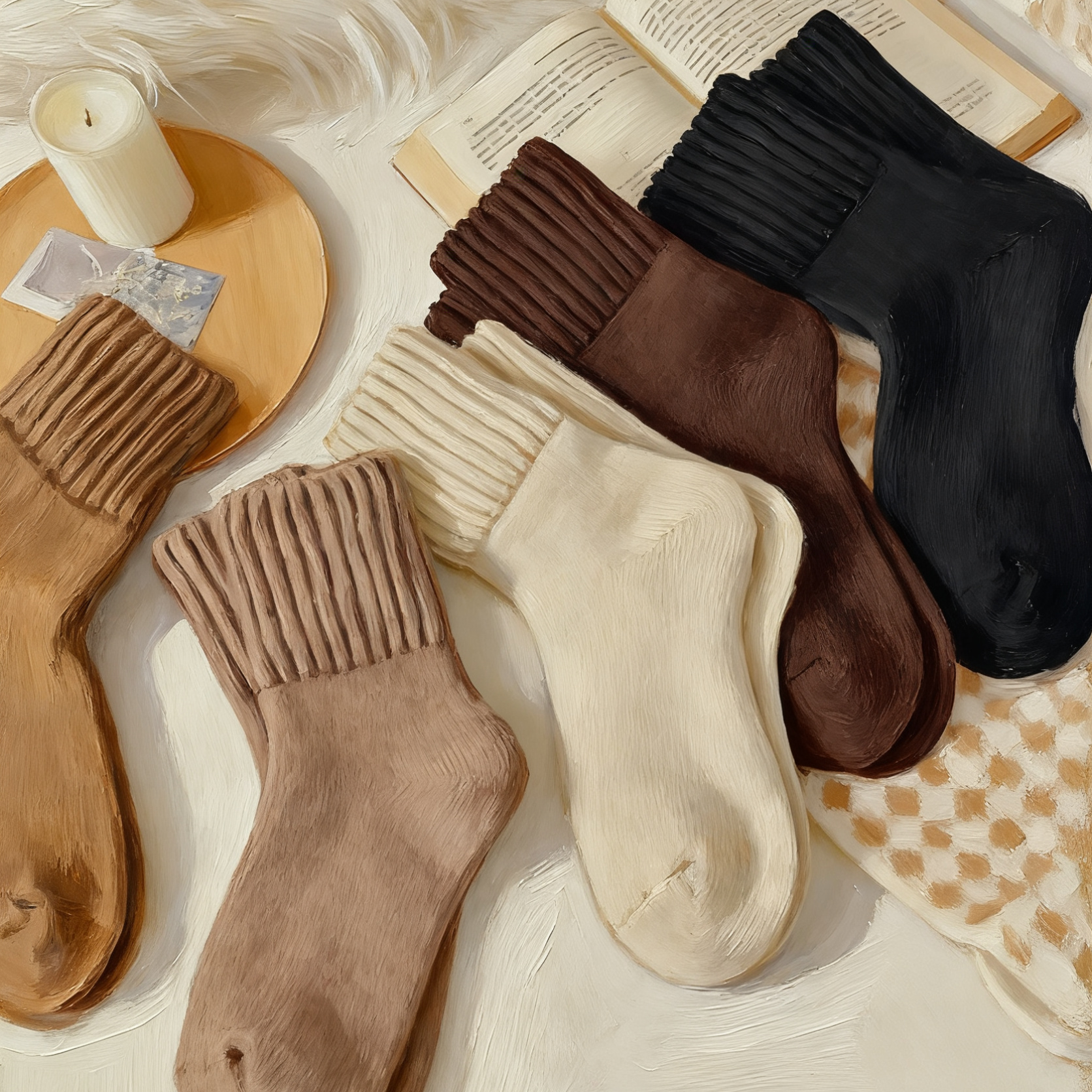 Damen Wollsocken, dick gefüttert, mittelhoch, warm und flauschig