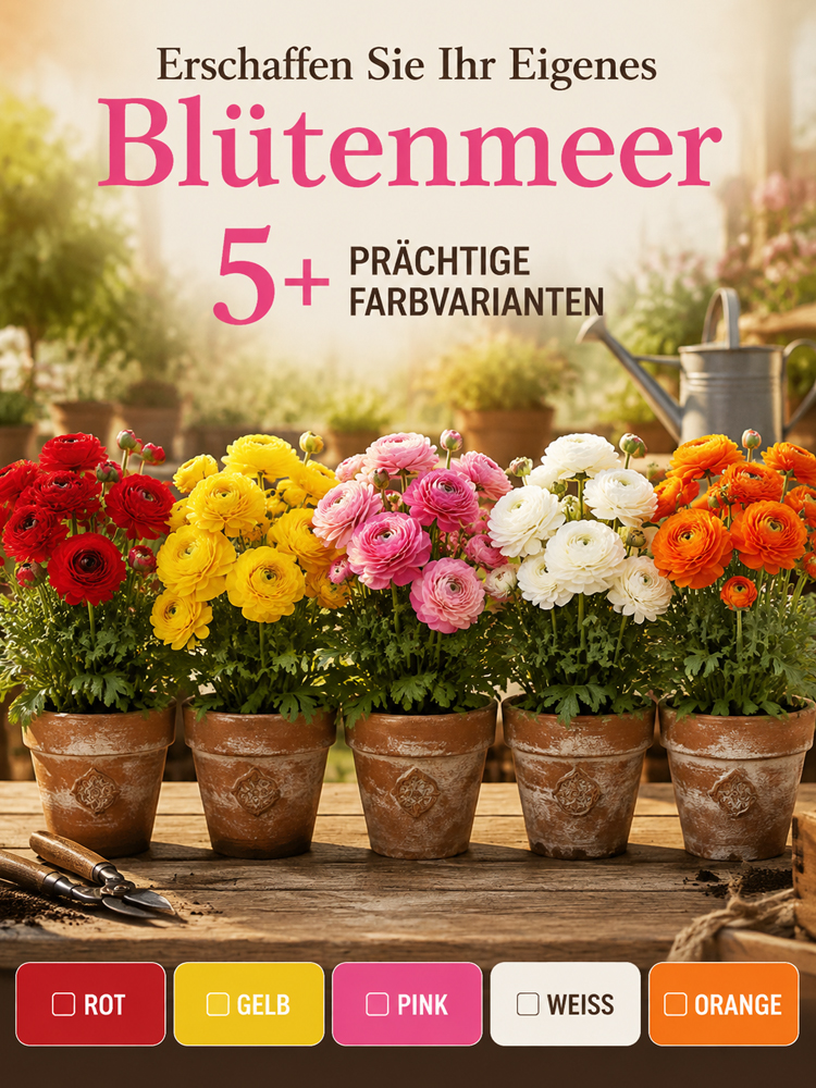 🌸Holländische Pracht-Ranunkel | Pflegeleichtes Blütenmeer ohne Dünger | Uni-Geprüfte Zucht | anfängerfreundlich | Wächst 100% ohne Vorkenntnisse✅ | krankheits- und schädlingsfrei🌿