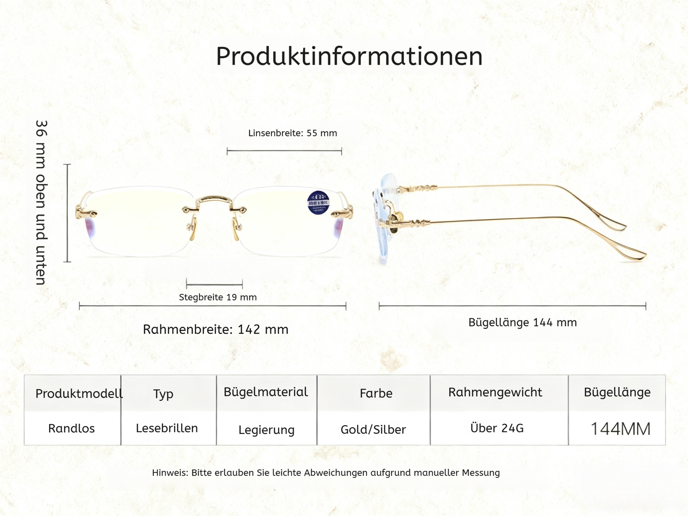 Elegantes Design der Lesebrille mit automatischer Vergrößerung