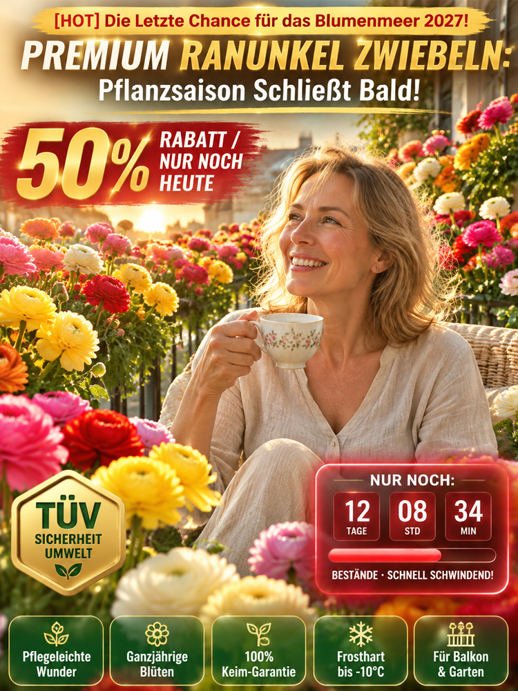 🌸Holländische Pracht-Ranunkel | Pflegeleichtes Blütenmeer ohne Dünger | Uni-Geprüfte Zucht | anfängerfreundlich | Wächst 100% ohne Vorkenntnisse✅ | krankheits- und schädlingsfrei🌿