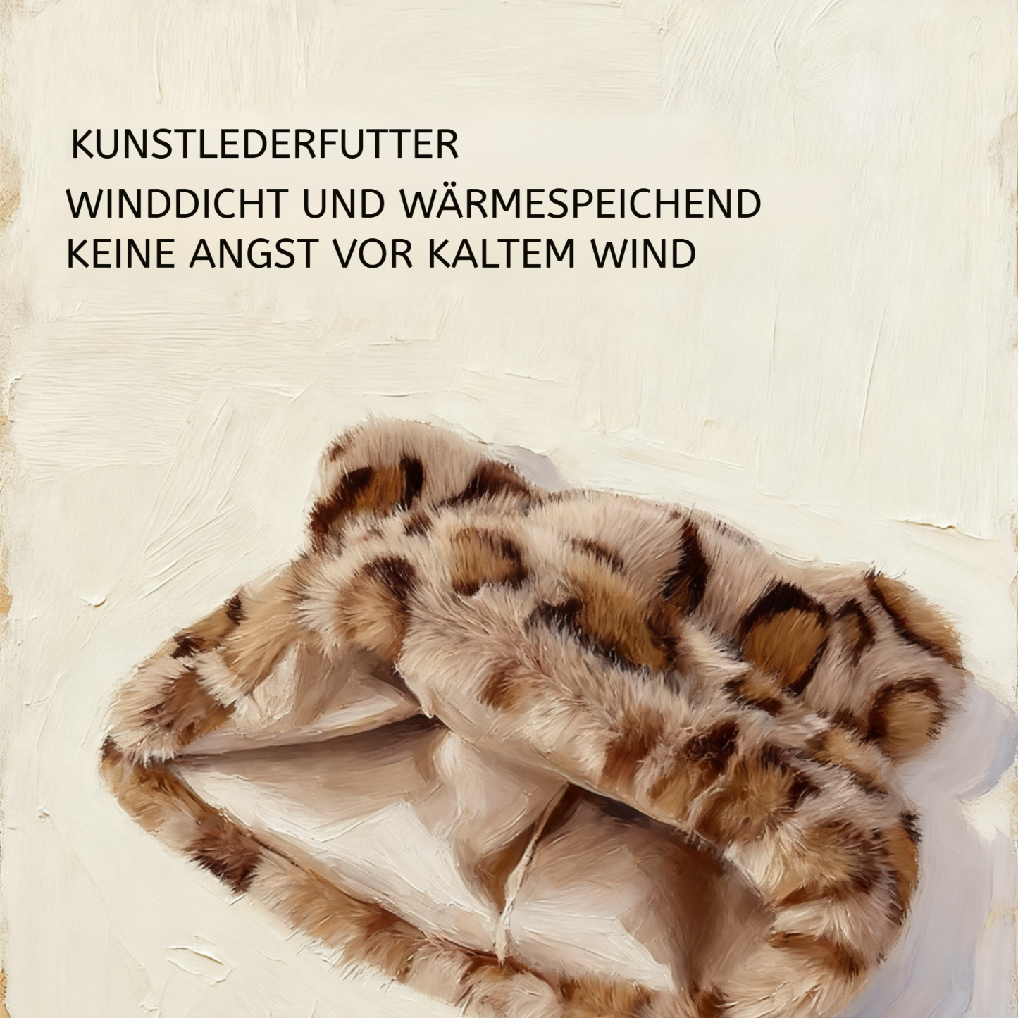 Dicke, warme Plüschmütze mit Leopardenmuster und Bärenohren