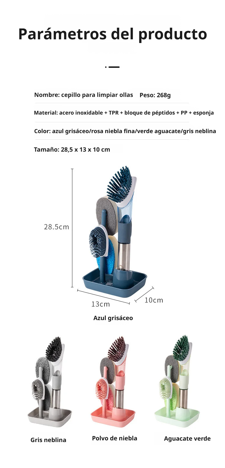 Limpieza fácil de ollas y utensilios con cepillo multifunción
