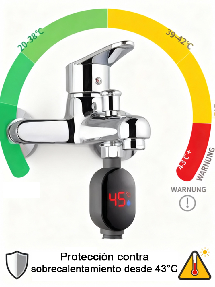 Monitor de temperatura para regadera, inteligente e impermeable