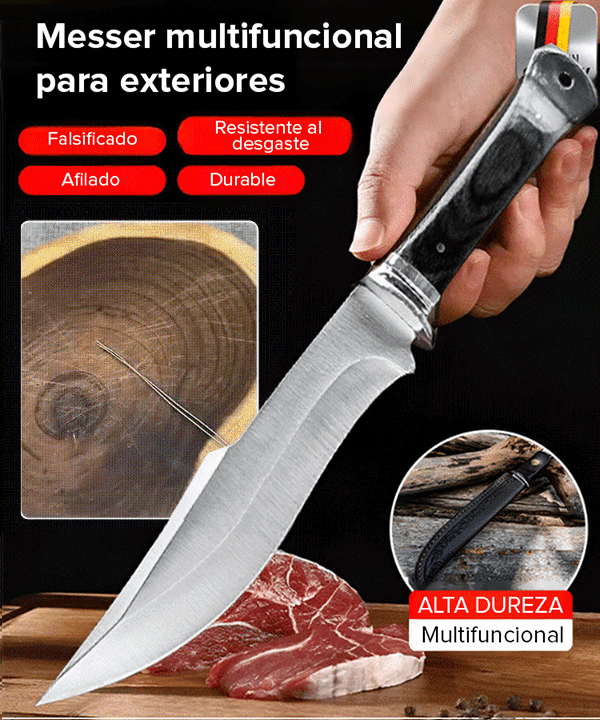 ✨ Cuchillo de exterior forjado a mano por un herrero en Solingen, Alemania. ✨ Recomendado por la Asociación Europea de Cazadores: ¡50 años sin romperse!