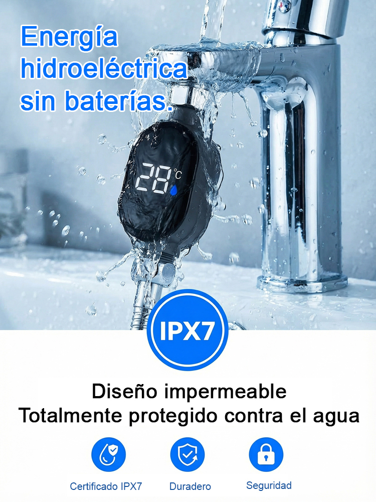 Monitor de temperatura para regadera, inteligente e impermeable