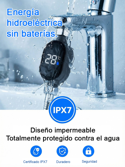 Monitor de temperatura para regadera, inteligente e impermeable