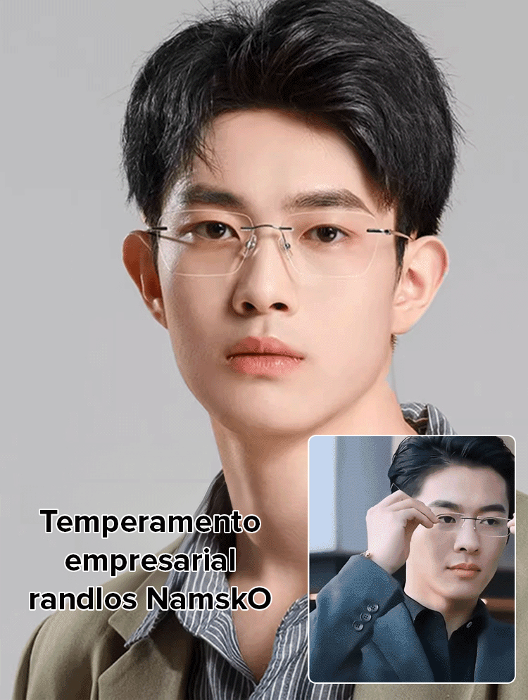 Gafas de lectura sin marco con zoom automático de 100 a 700 grados y propiedades fotocromáticas.