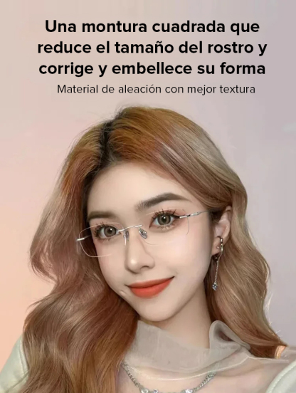 Gafas de lectura sin marco con zoom automático de 100 a 700 grados y propiedades fotocromáticas.