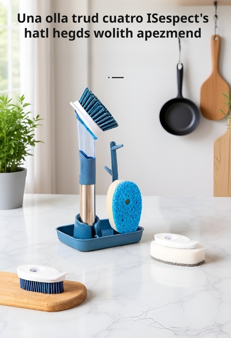 Cepillo de limpieza para ollas 4 en 1 con mango largo