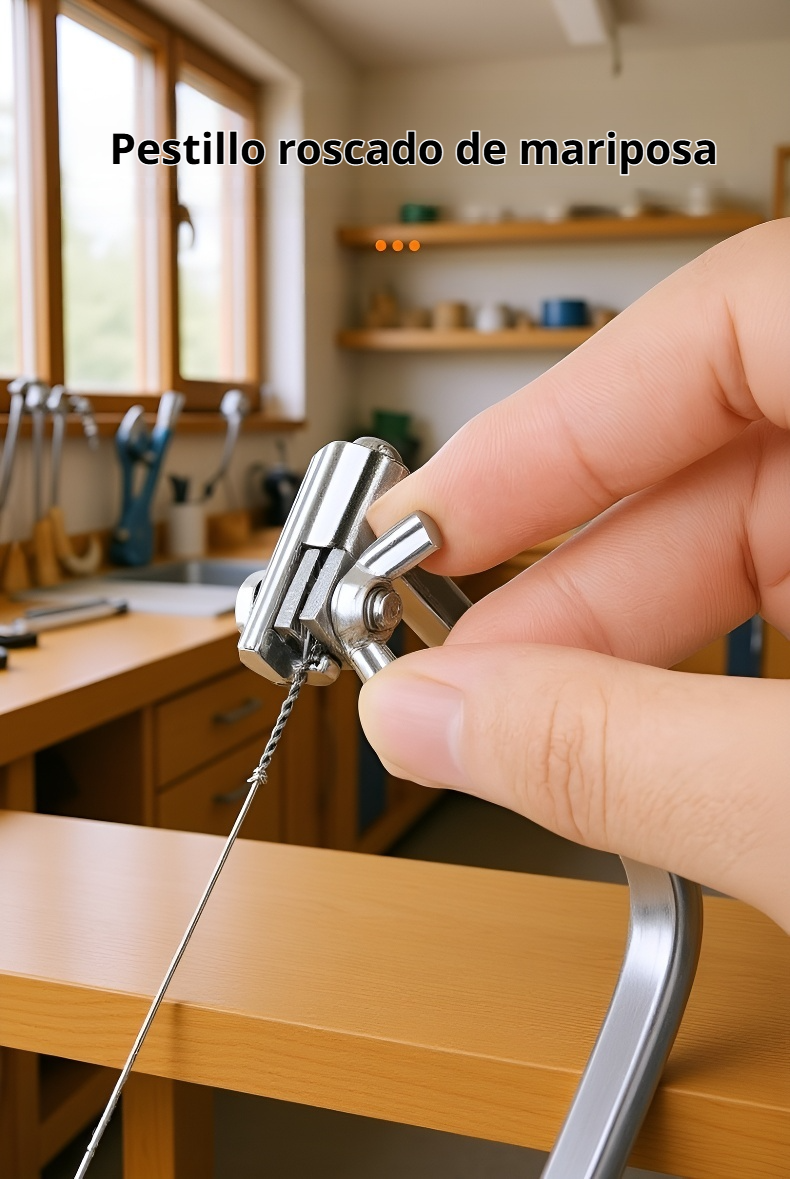 Sierra de alambre en forma de U para trabajos detallados en madera