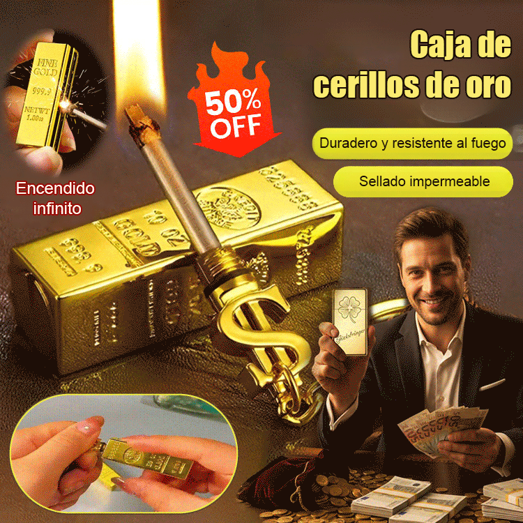 Una cerilla siempre encendida - diseño de mini lingote de oro