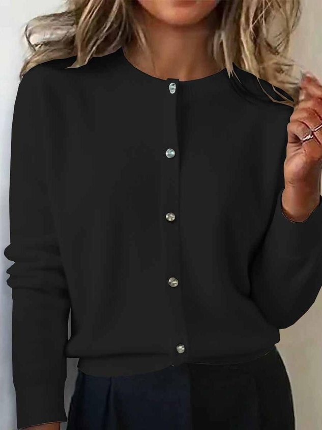 Women's Autumn And Winter Round Neck Cardigan Sweater Versatile Short 