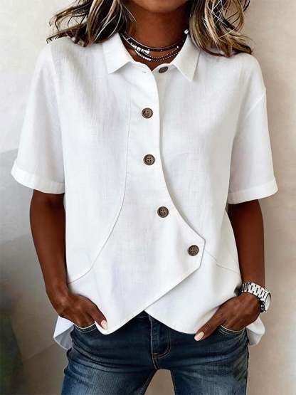 Women'S Casual Solid Color Irregular Shirt
