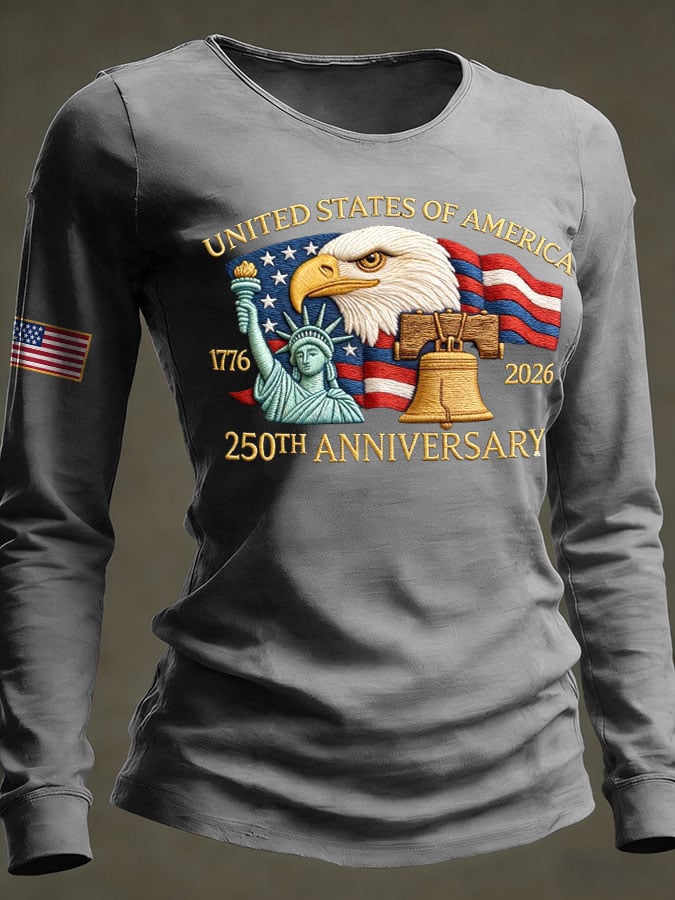 Women's 250th Anniversary National Flag Print Casual Long-Sleeved T-Shirt