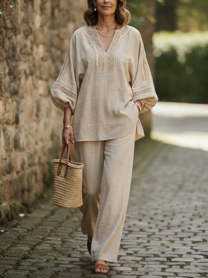 Women's Linen-Blend 2-Piece Resort Set