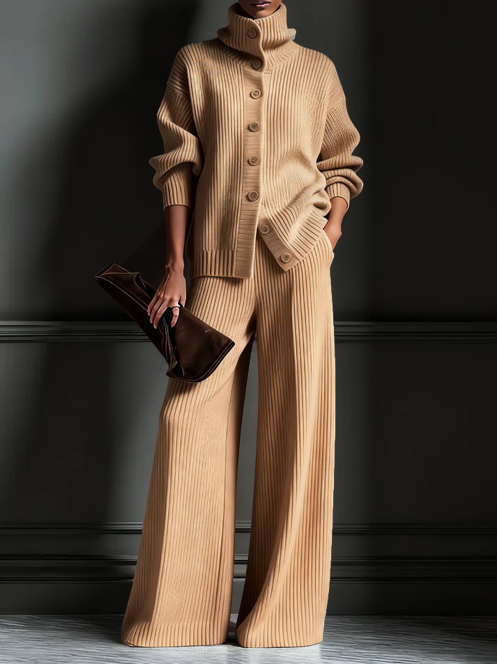 Women's Cozy Cardigan Sweater and Pants Two-Piece Set（free shipping）