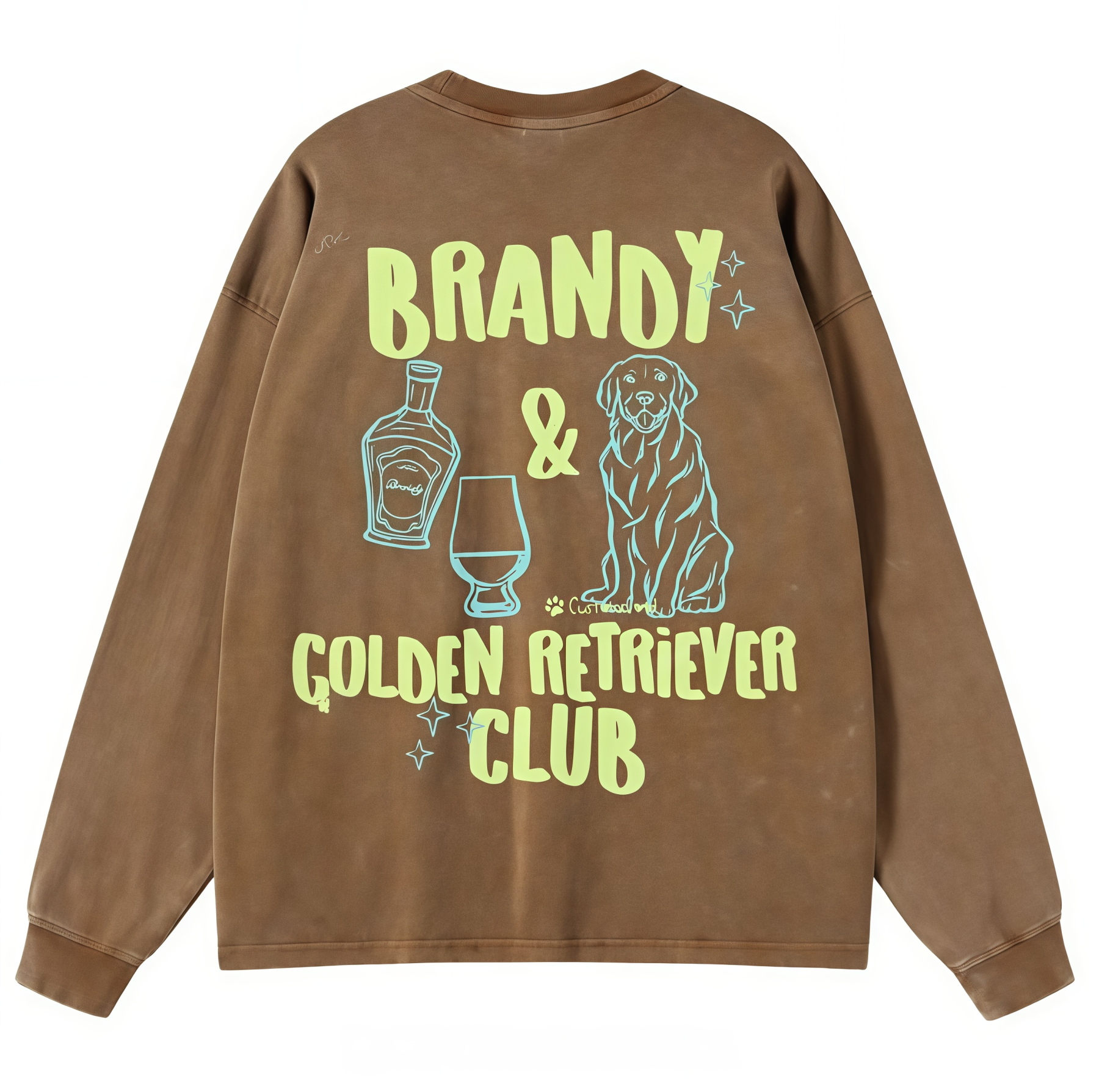 Brandy Golden Retriever Club Unisex Casual Washed Long-Sleeved T-Shirt Customscool