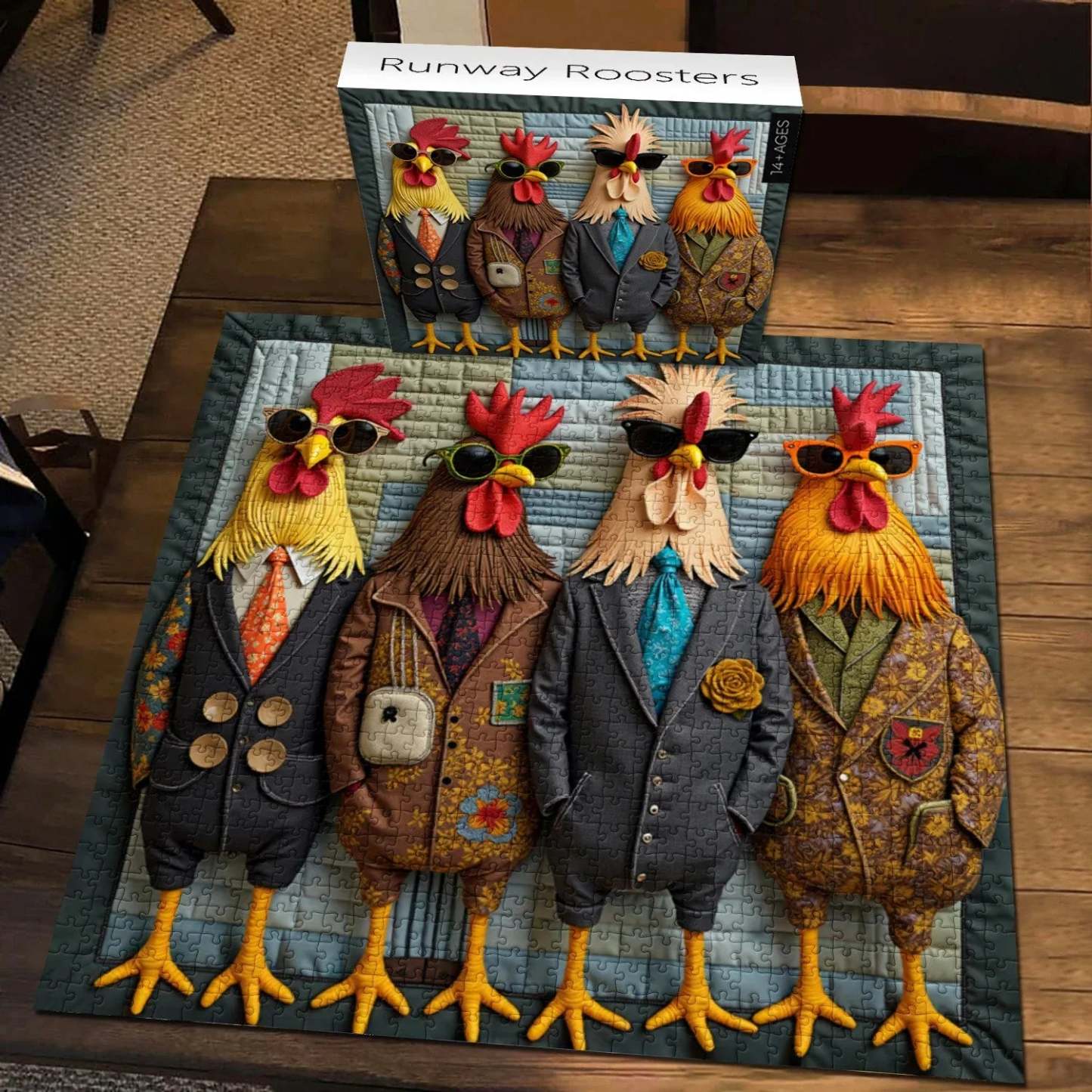  Runway Roosters Wooden Jigsaw Puzzle 1000 Pieces