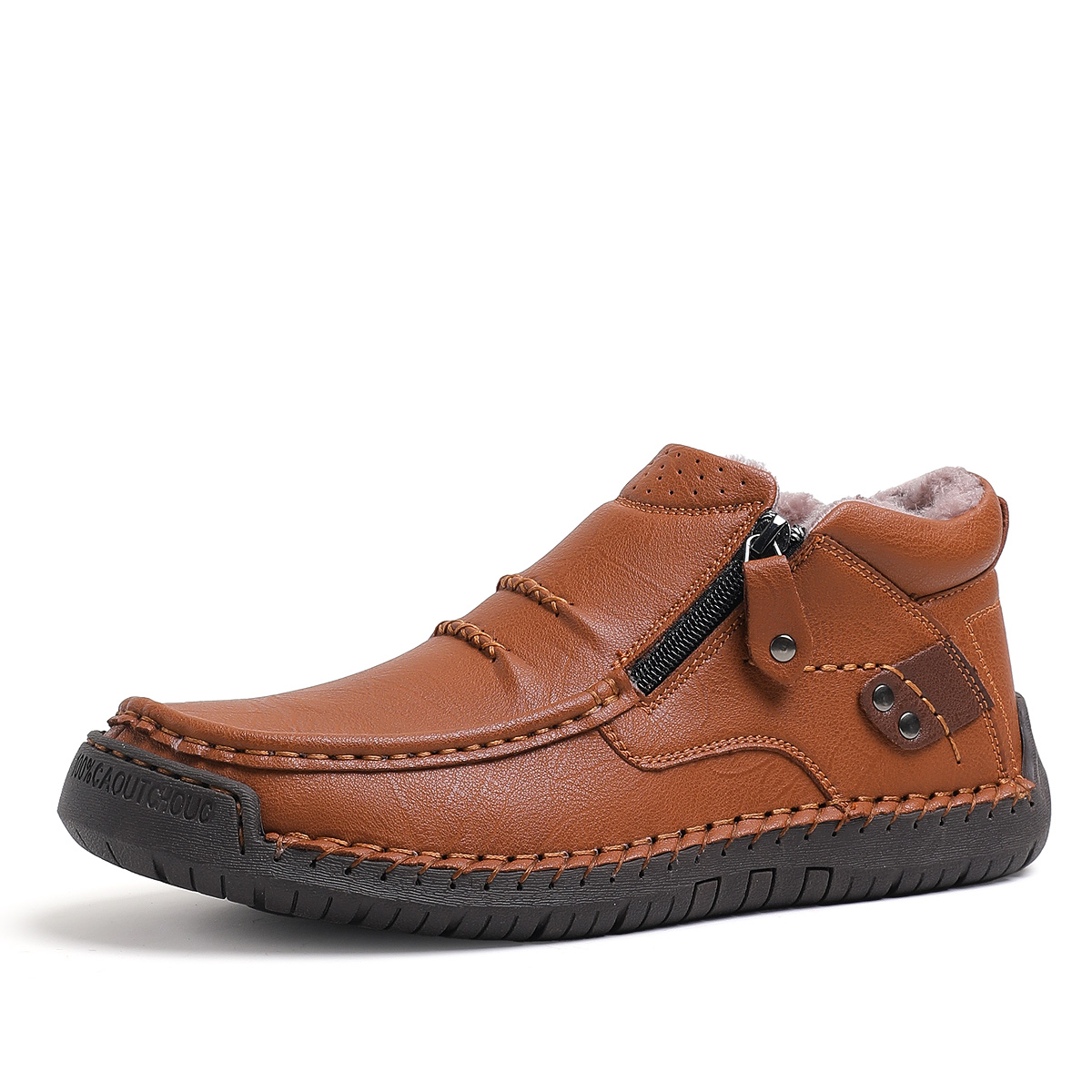 （Free shipping）⏰Limited Time Sale 70% OFF-Men’s Handmade Premium Leather Slip-On Driving Boots – Wide Toe, Arch Support, Waterproof, Pressure Relief, Non-Slip Sole&Warmth for Casual, Travel & Outdoor