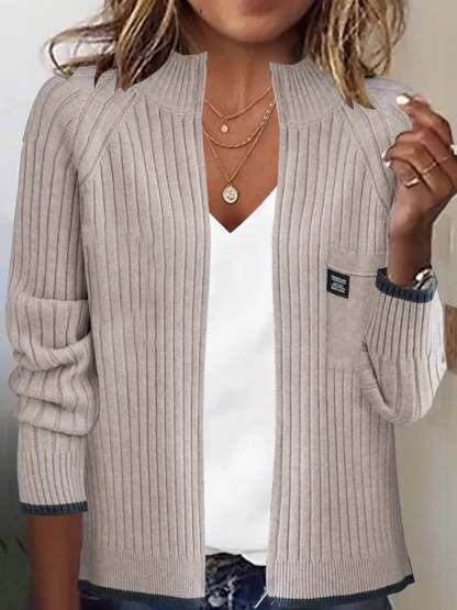 Women'S Autumn And Winter Long-Sleeved Zipper Knitted Cardigan