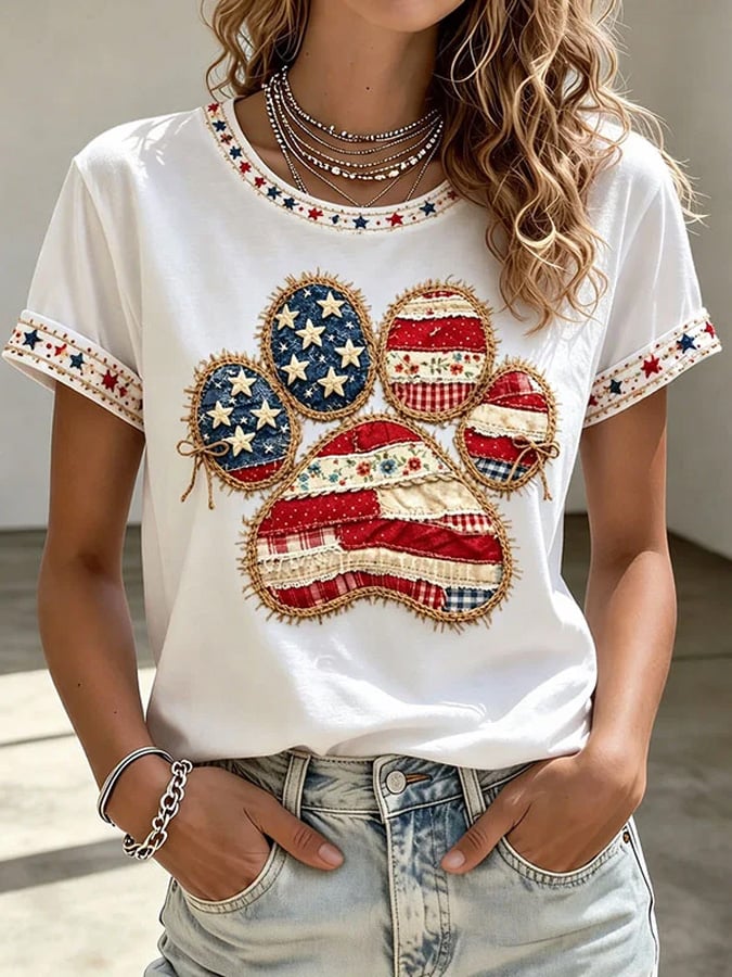 Women's Cute Flag-Print Casual T-Shirt