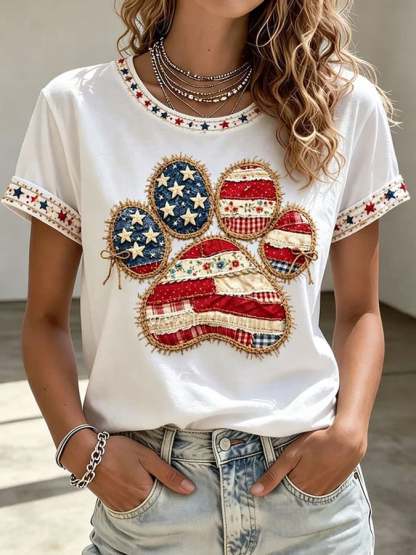 Women's Cute Flag-Print Casual T-Shirt