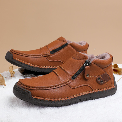 （Free shipping）⏰Limited Time Sale 70% OFF-Men’s Handmade Premium Leather Slip-On Driving Boots – Wide Toe, Arch Support, Waterproof, Pressure Relief, Non-Slip Sole&Warmth for Casual, Travel & Outdoor
