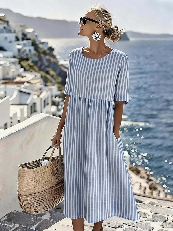 Women'S Vacation Round Neck Short Sleeve Printed Dress