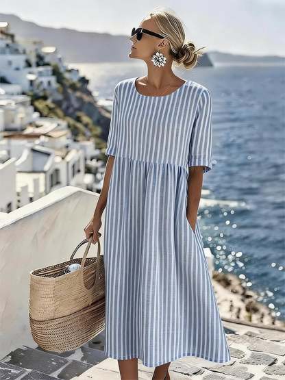 Women'S Vacation Round Neck Short Sleeve Printed Dress