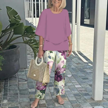 Grey Round Neck Two Piece Set