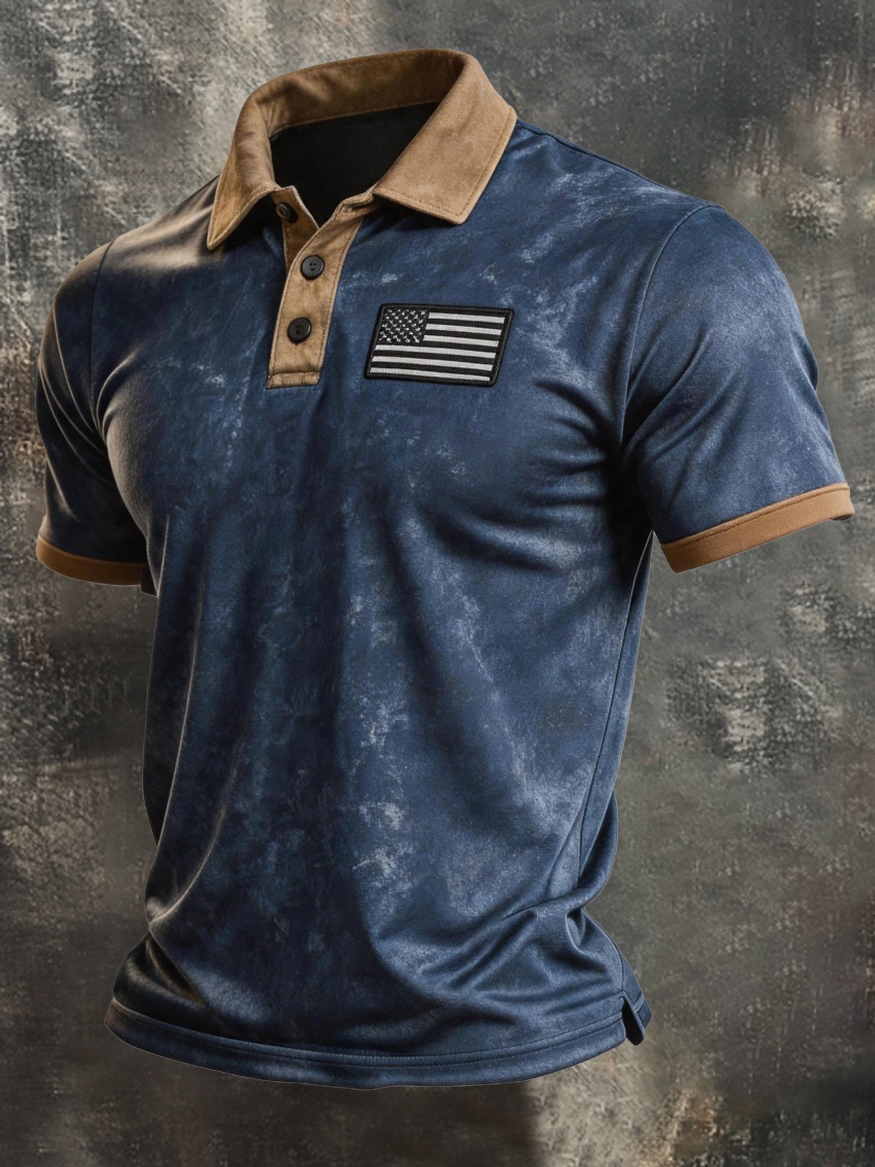 Men's Retro "Patriot" Color-Block Short-Sleeve Polo Shirt