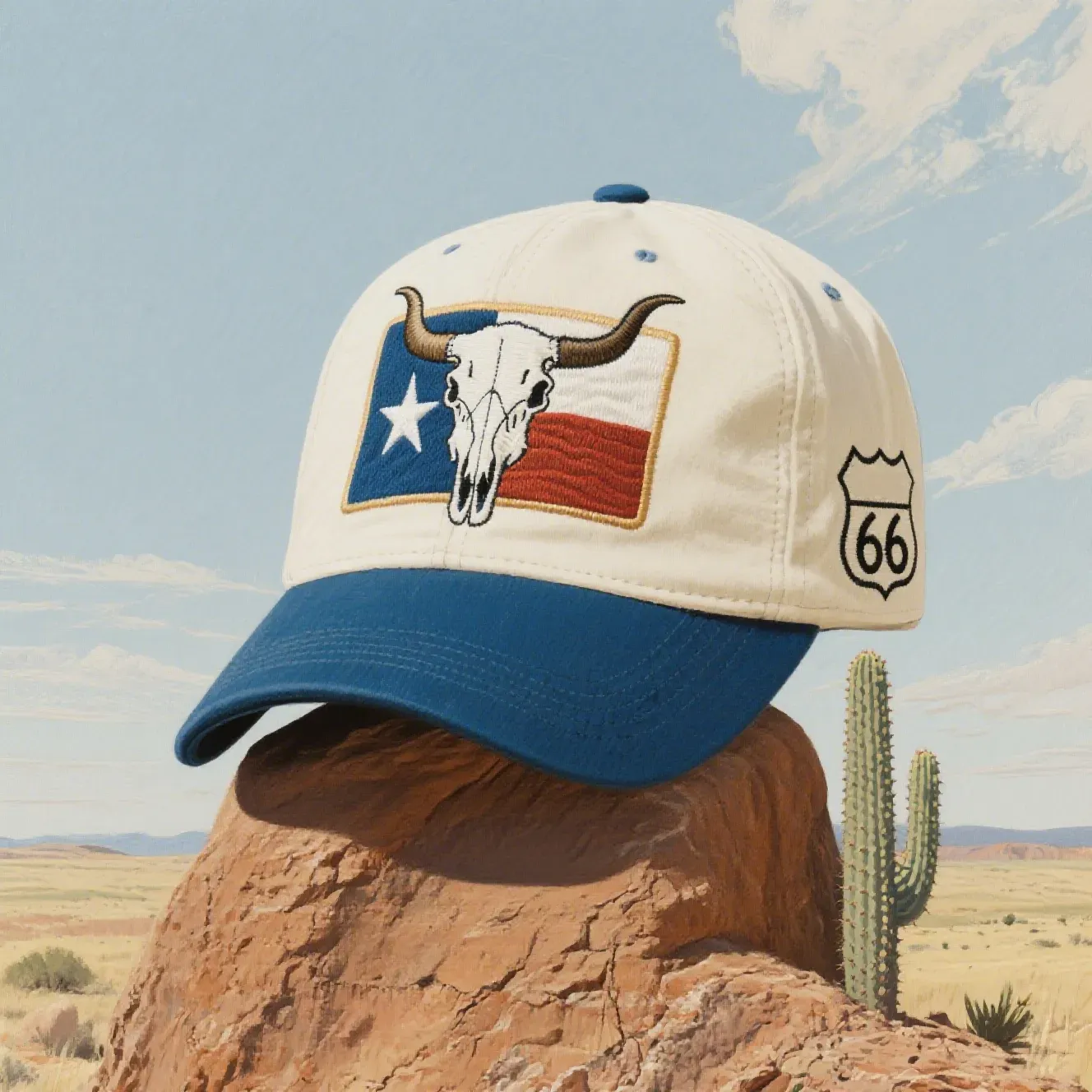 🚗 Route 66: America’s Highway, Stitched Into Every Cap 🌎
