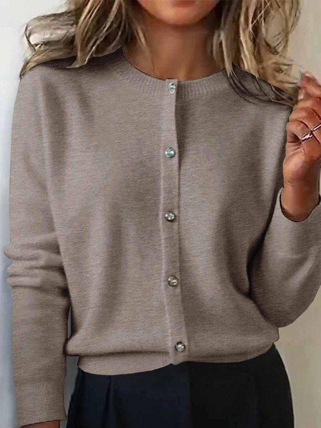 Women's Autumn And Winter Round Neck Cardigan Sweater Versatile Short 