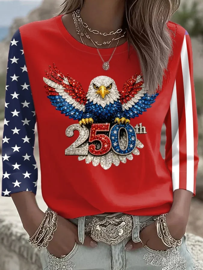 Women's American 250th Anniversary Three-Quarter Sleeve V-Neck Top