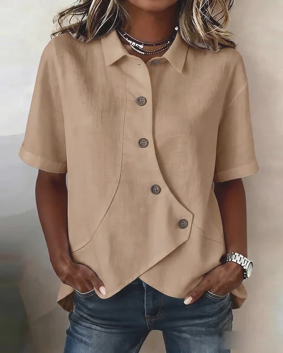 Women'S Casual Solid Color Irregular Shirt