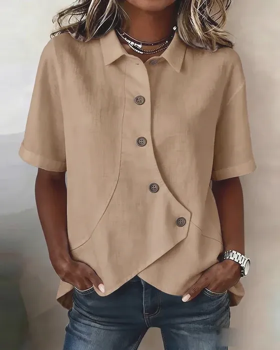 Women'S Casual Solid Color Irregular Shirt