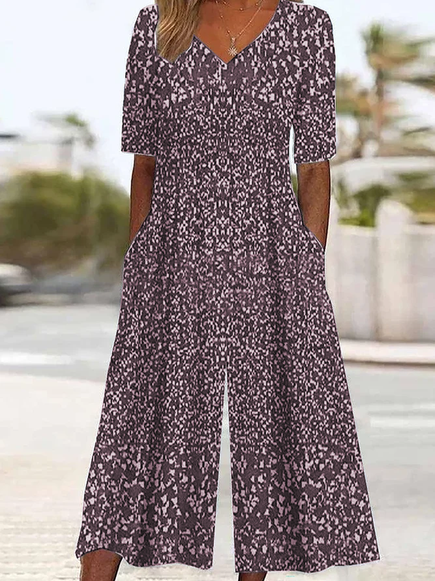 Women's H-Line V Neck Daily Going Out Casual Printing Floral Summer Ankle Pants Jumpsuit Romper