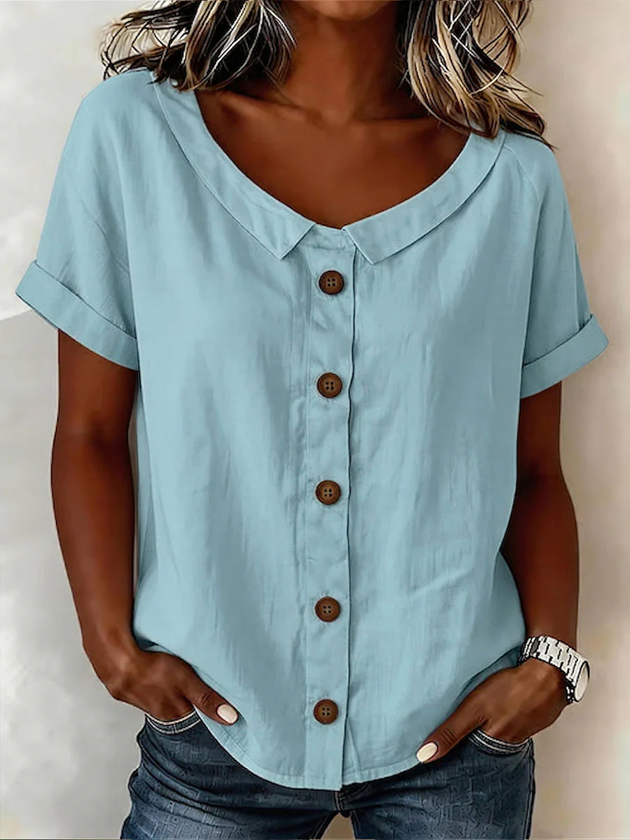 Clearance Sale🔥 Women's Round-neck Short-sleeve Casual Loose Cotton-linen Tops