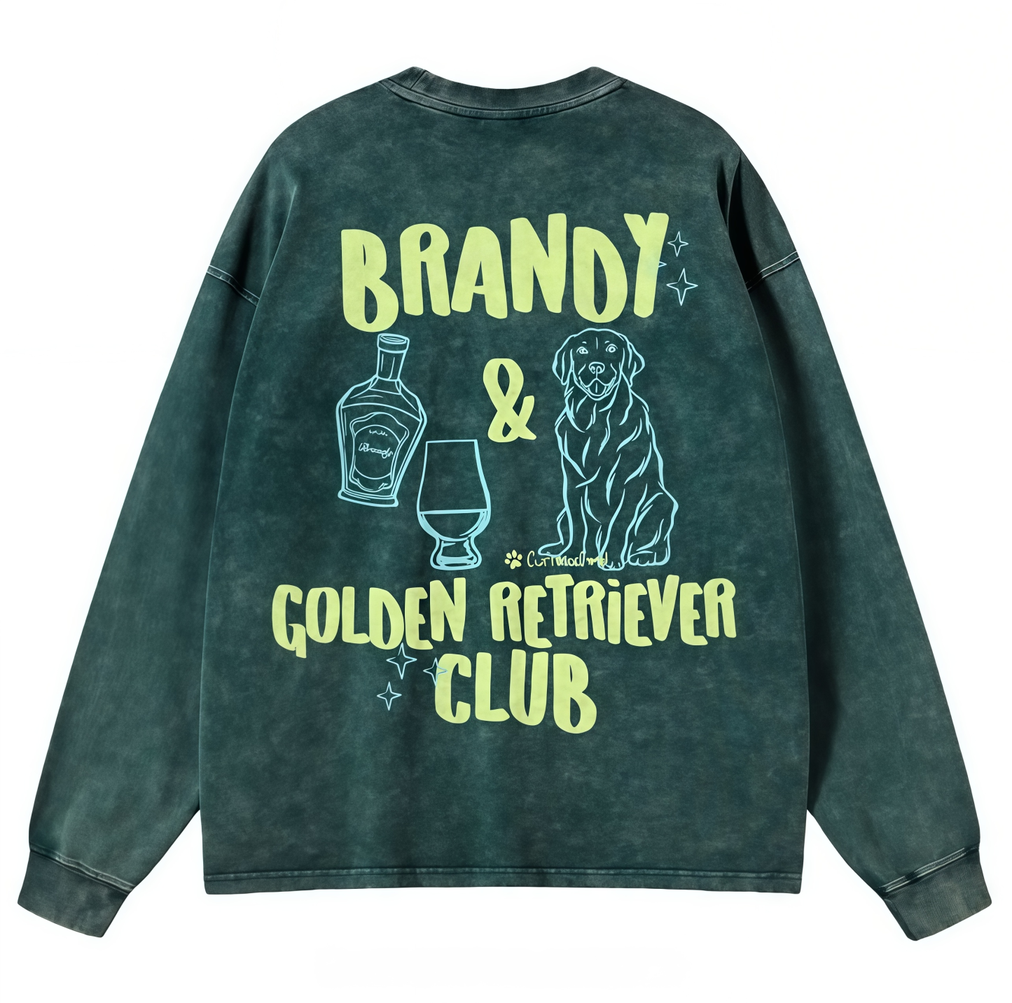 Brandy Golden Retriever Club Unisex Casual Washed Long-Sleeved T-Shirt Customscool