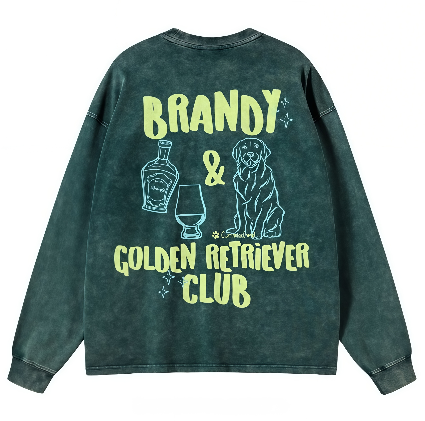 Brandy Golden Retriever Club Unisex Casual Washed Long-Sleeved T-Shirt Customscool