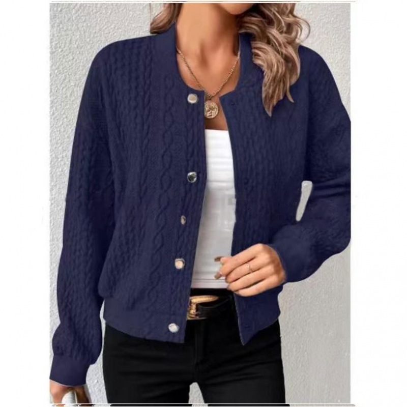 Women's Comfortable Knitted Jacket Cardigan with Elegant Buttons