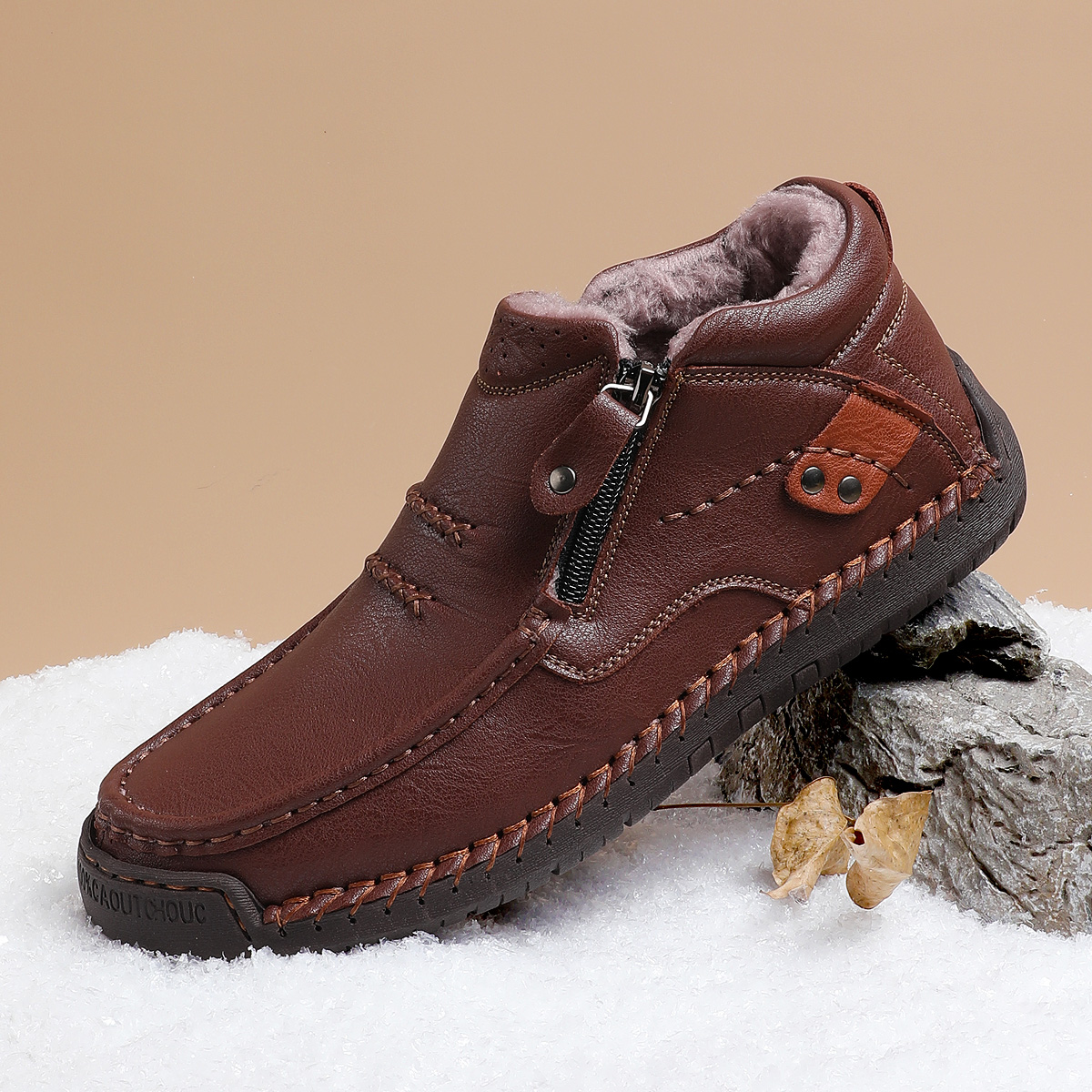 （Free shipping）⏰Limited Time Sale 70% OFF-Men’s Handmade Premium Leather Slip-On Driving Boots – Wide Toe, Arch Support, Waterproof, Pressure Relief, Non-Slip Sole&Warmth for Casual, Travel & Outdoor